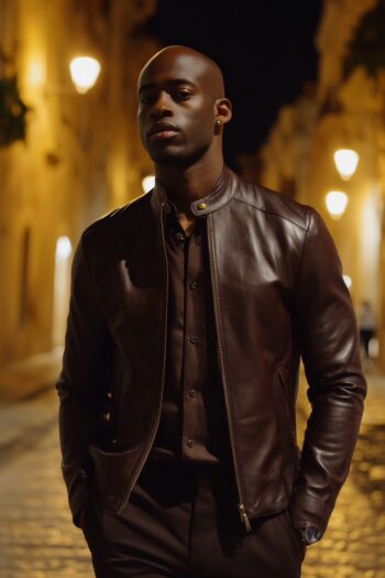Barclay Chocolate Brown Leather Café Racer Jacket