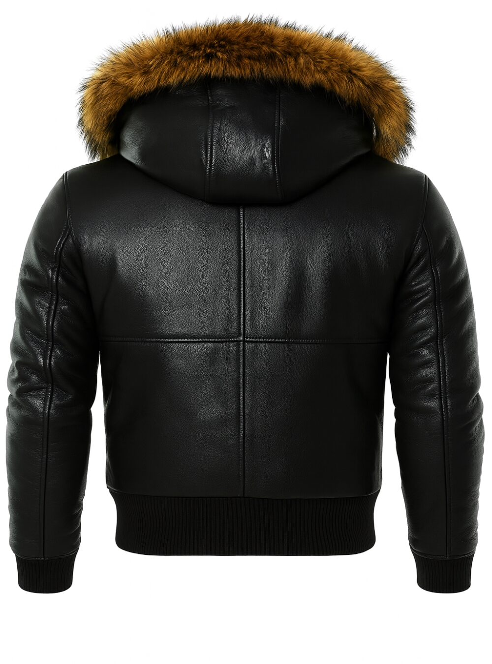 Premium Leather Bomber Jacket With Fur Hood