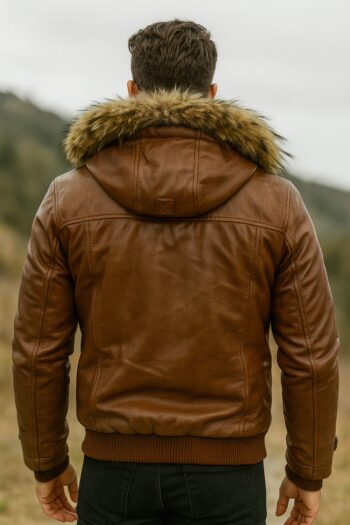 Genuine Bomber Jacket With Fur Hood Mens