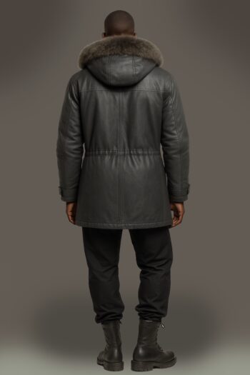 Bristol Slate Gray Leather Parka