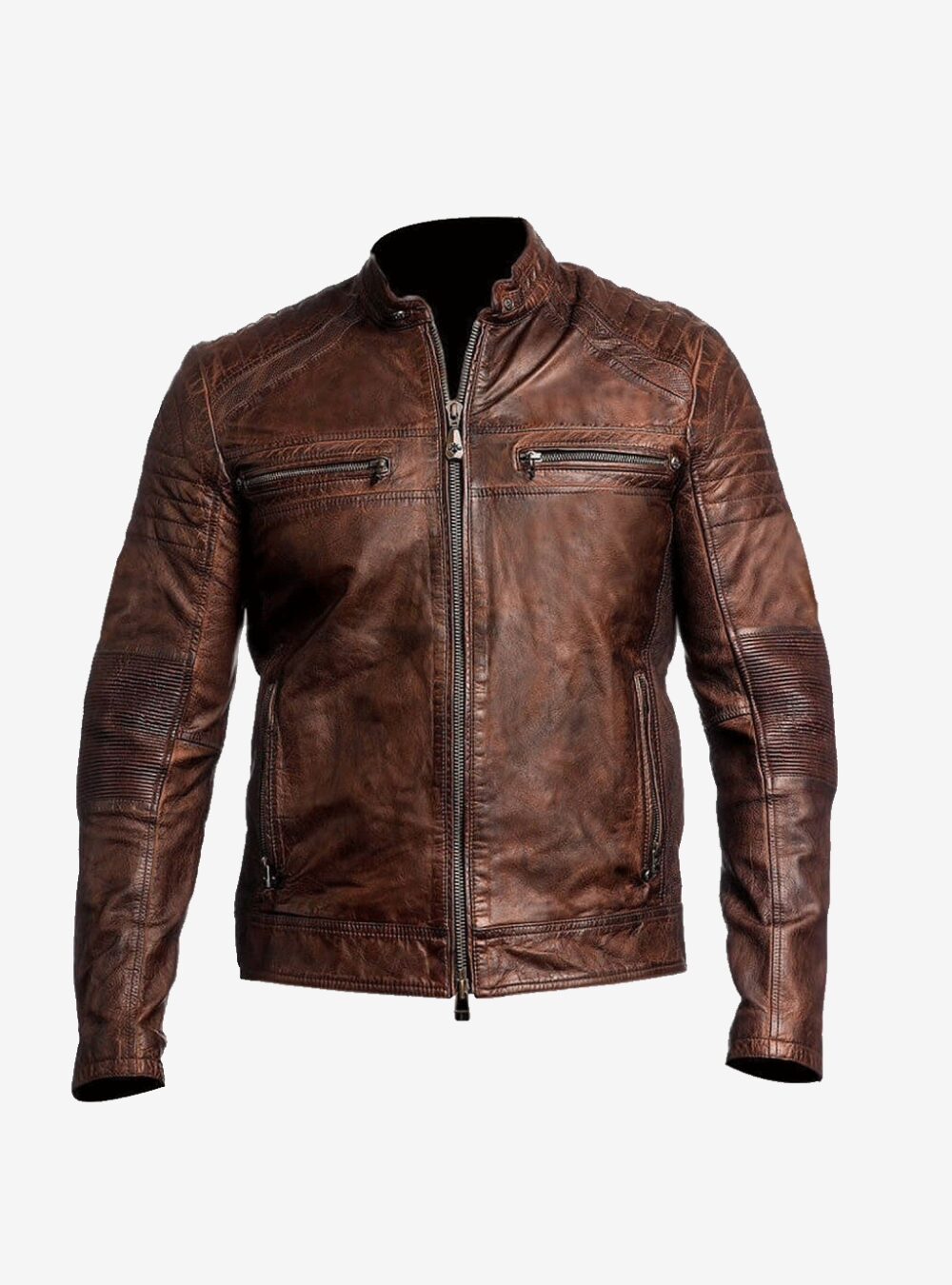 Mens Brown Cafe Racer Jacket
