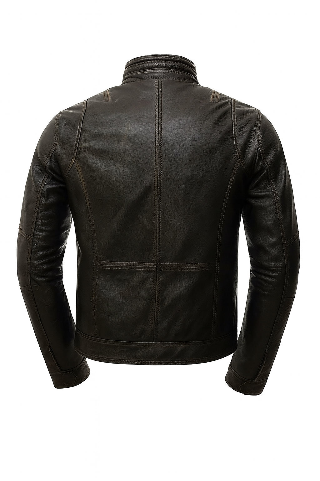 Premium Distressed Brown Cafe Racer Leather Jacket