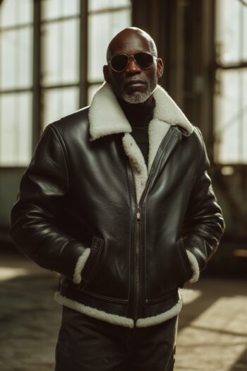 Cavendish Black Leather Aviator Jacket