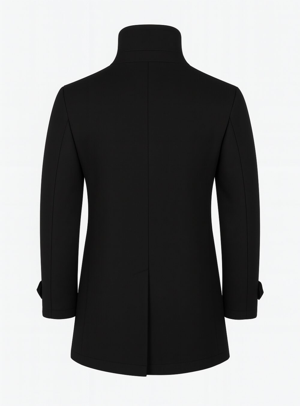 David’s Long Black Wool Peacoat Mens