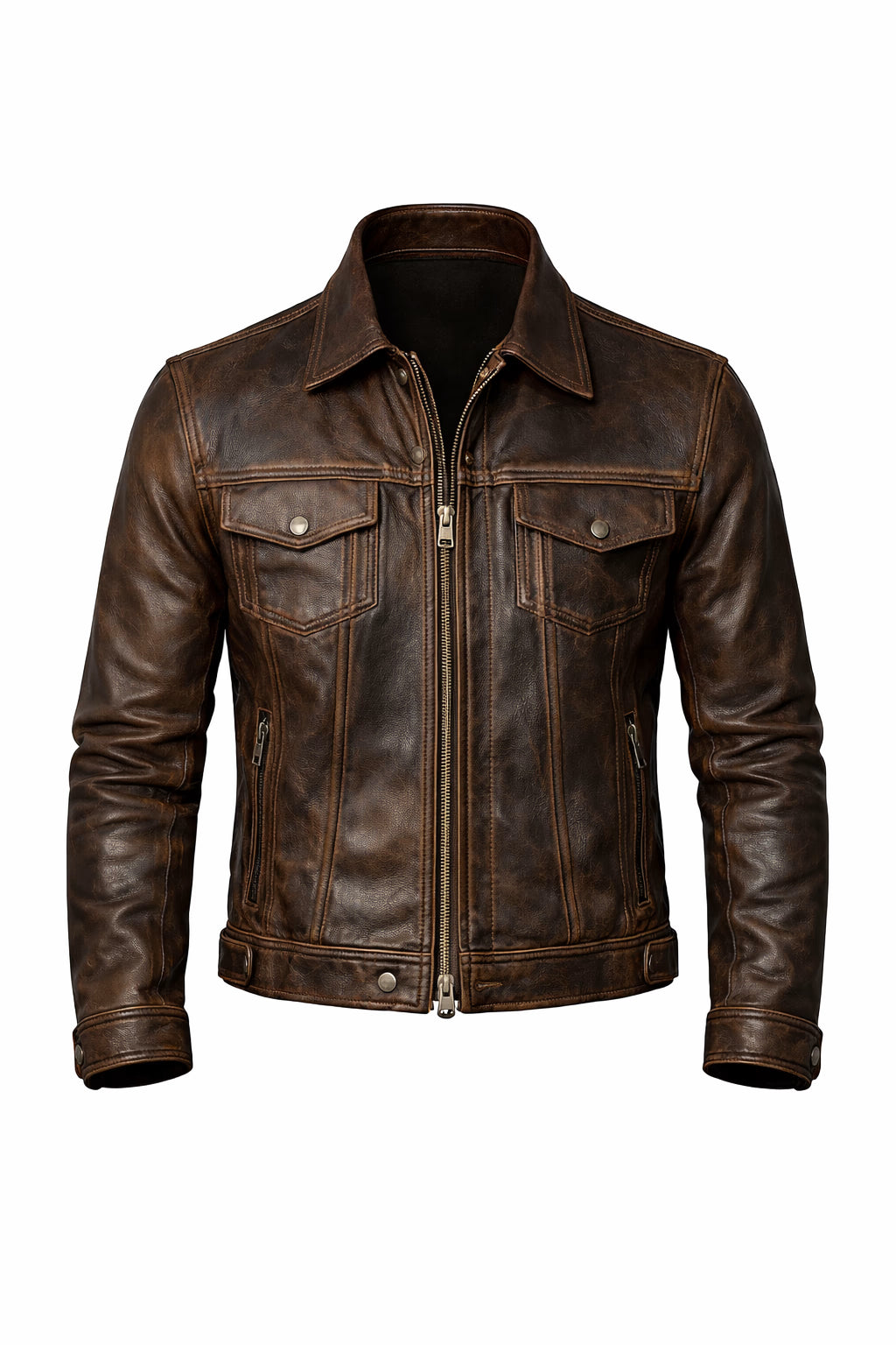 Durango Tobacco Brown Distressed Leather Cowboy Jacket