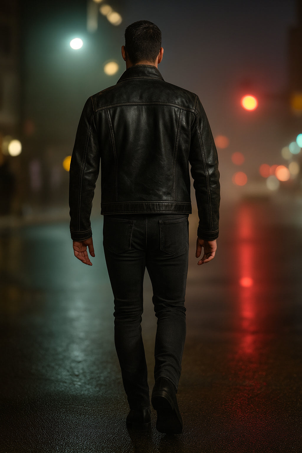 Frontier Black Leather Trucker Jacket