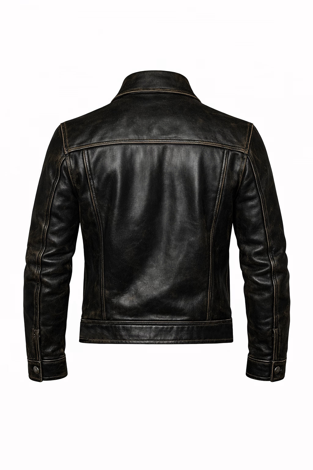 Frontier Black Leather Trucker Jacket