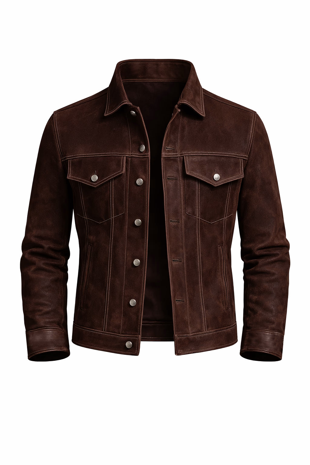 Harrington Chocolate Brown Suede Trucker Jacket