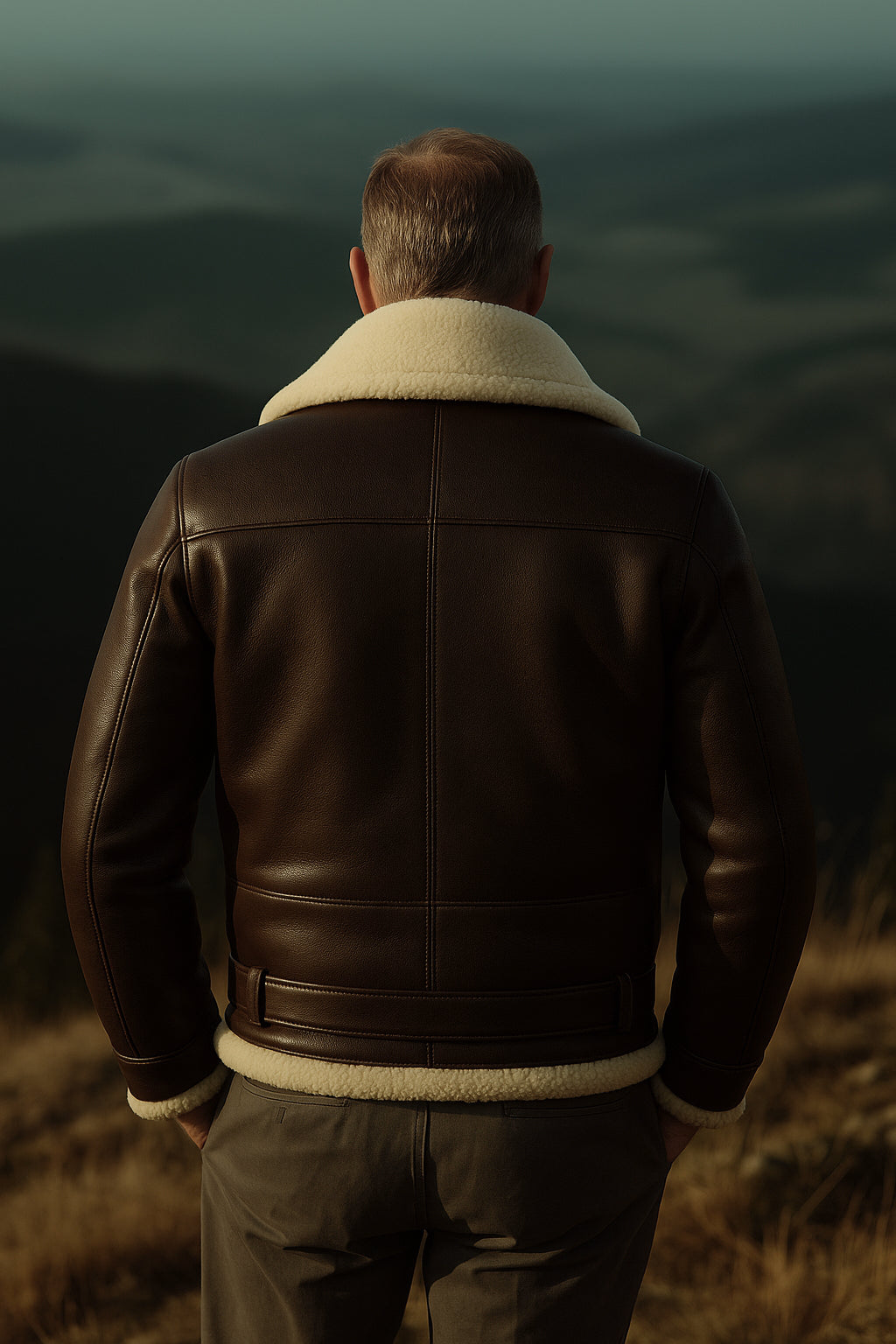 Kenslow Dark Brown Leather Aviator Jacket