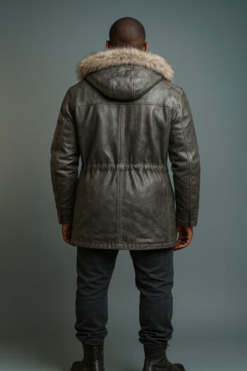 Marlowe Slate Gray Leather Parka