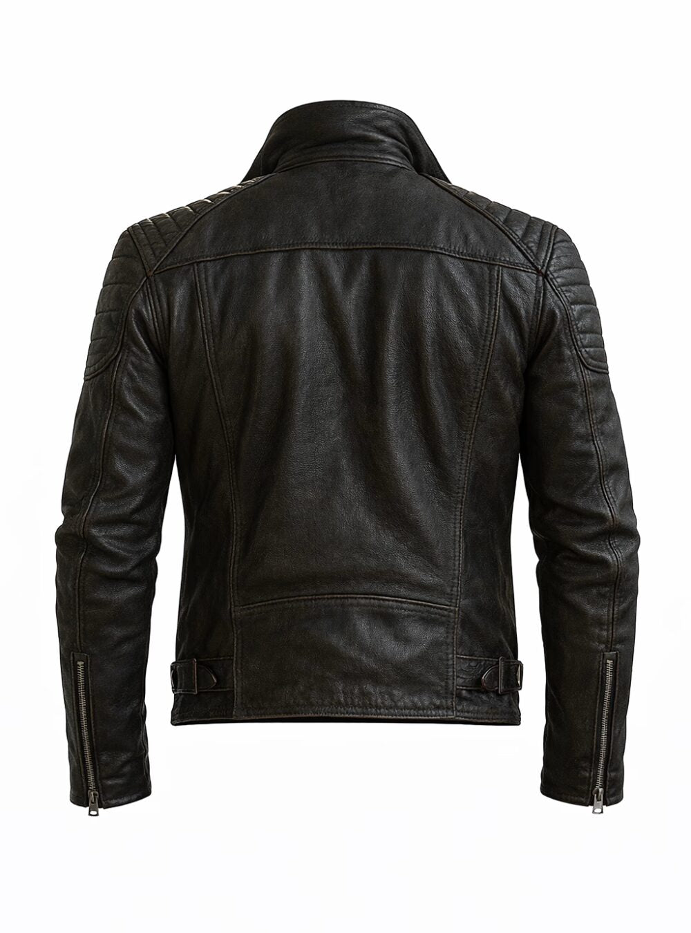 Maverick Charcoal Grey Leather Biker Jacket