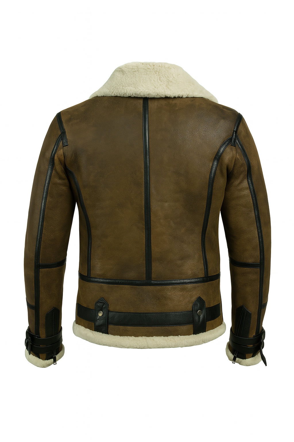 B3 Brown Leather Aviator Coat With Shearling