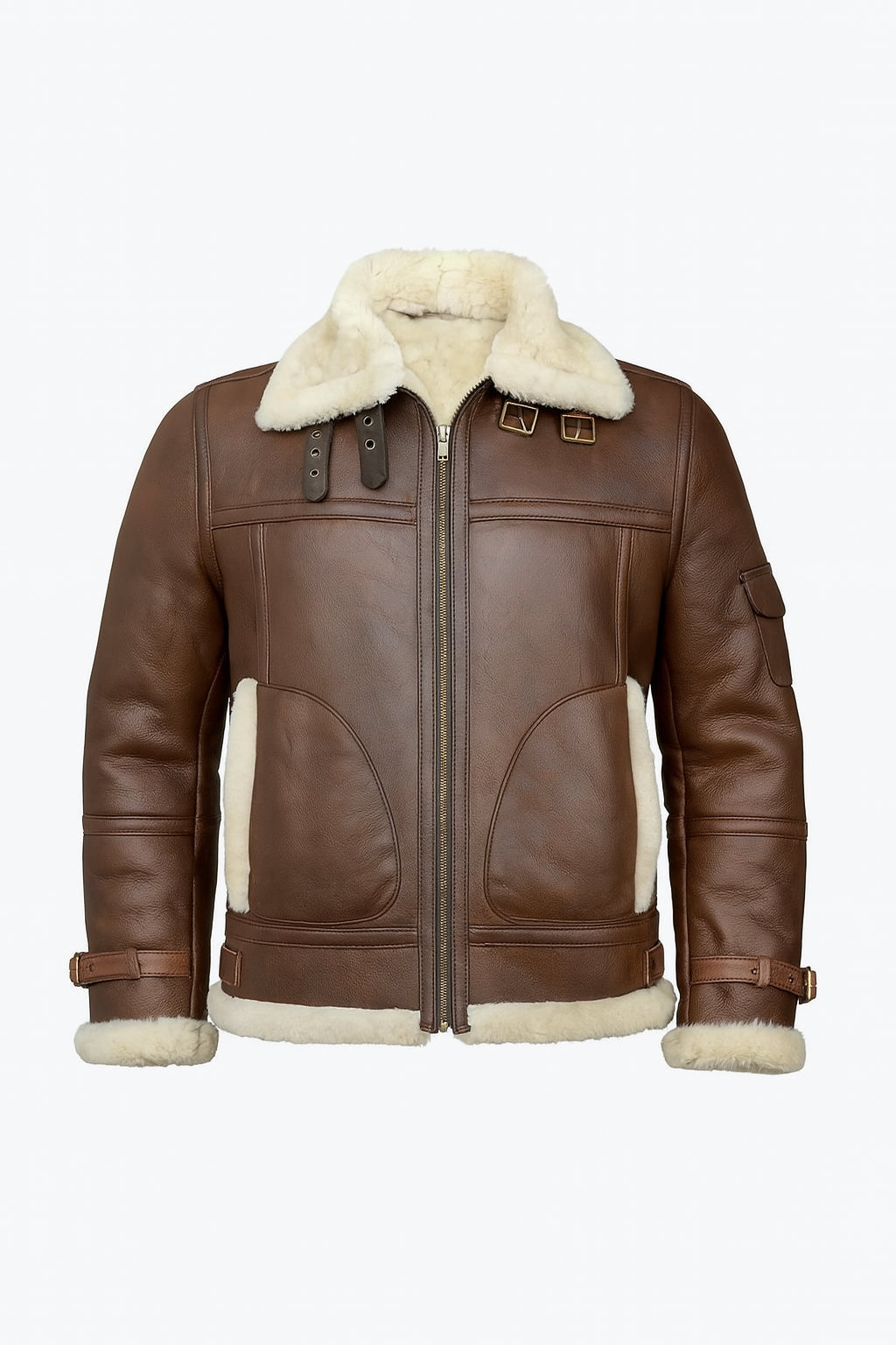 B3 Light Brown Bomber Jacket With Shearling
