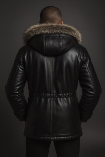Ravello Black Matte Leather Parka