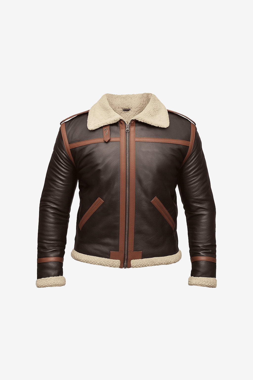RE Kennedy Brown Leather Jacket With Shearling