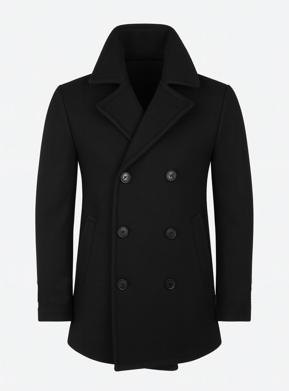 Ryan’s Long Black Wool Peacoat For Men