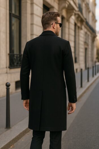 Shelby’s Black Wool Long Coat Mens
