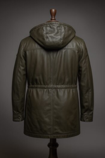 Thorndale Olive Green Leather Parka