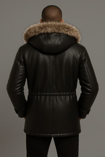 Torrance Black Leather Parka