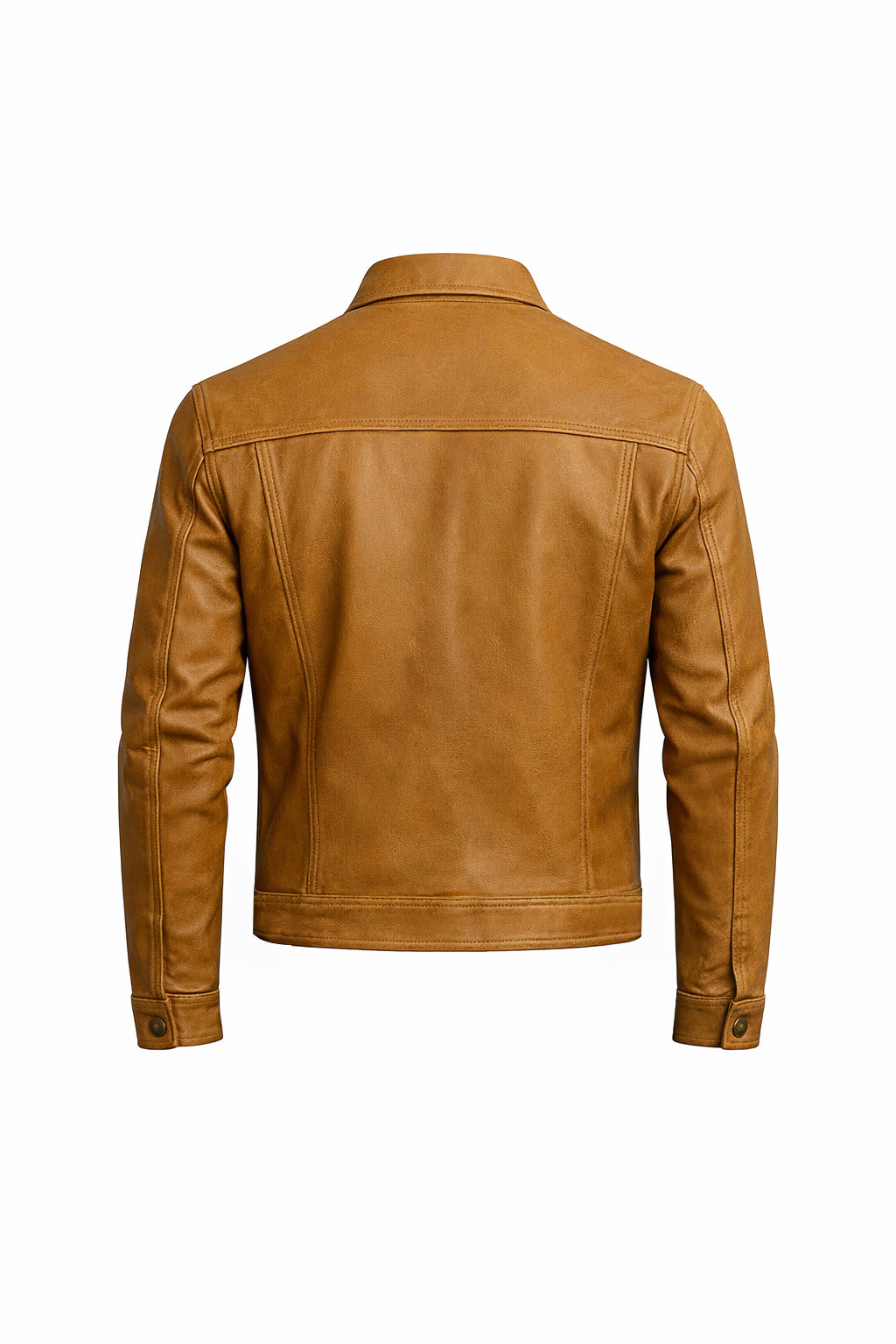 Trailblazer Camel Slim Leather Trucker Jacket