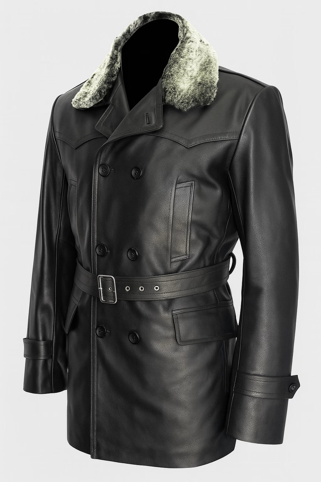 Trailmaster WW2 German Coat Men With Fur Collar