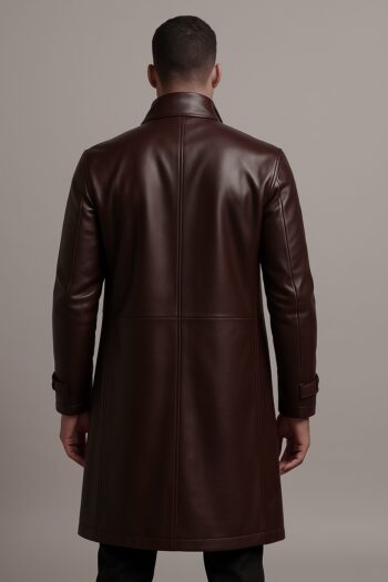 Valerio Espresso Brown Leather Long Coat