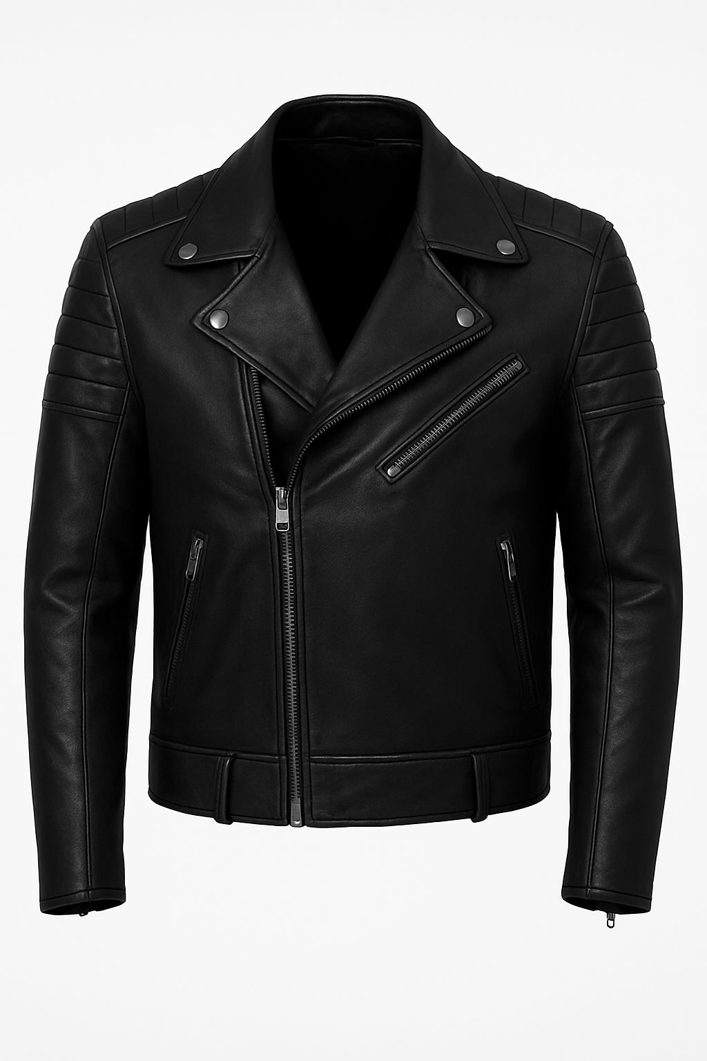 Vanguard Matte Black Leather Biker Jacket