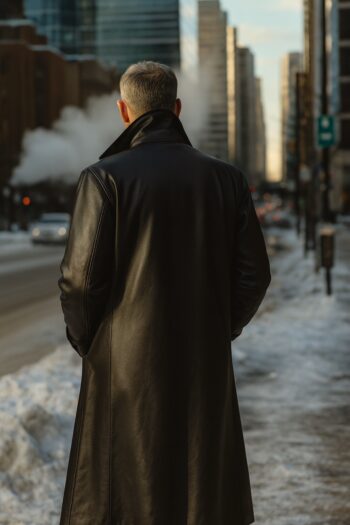 Wexford Black Leather Long Coat