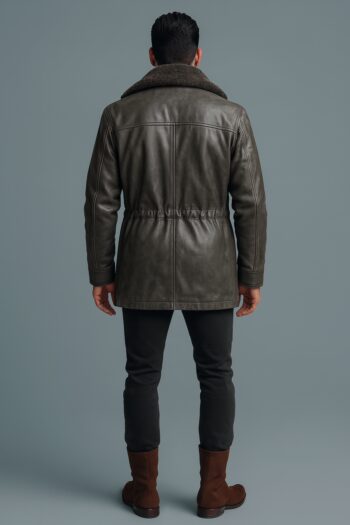 Winslow Slate Gray Leather Parka