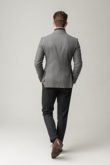 Ashford Mid Grey Double Breasted Wool Blazer