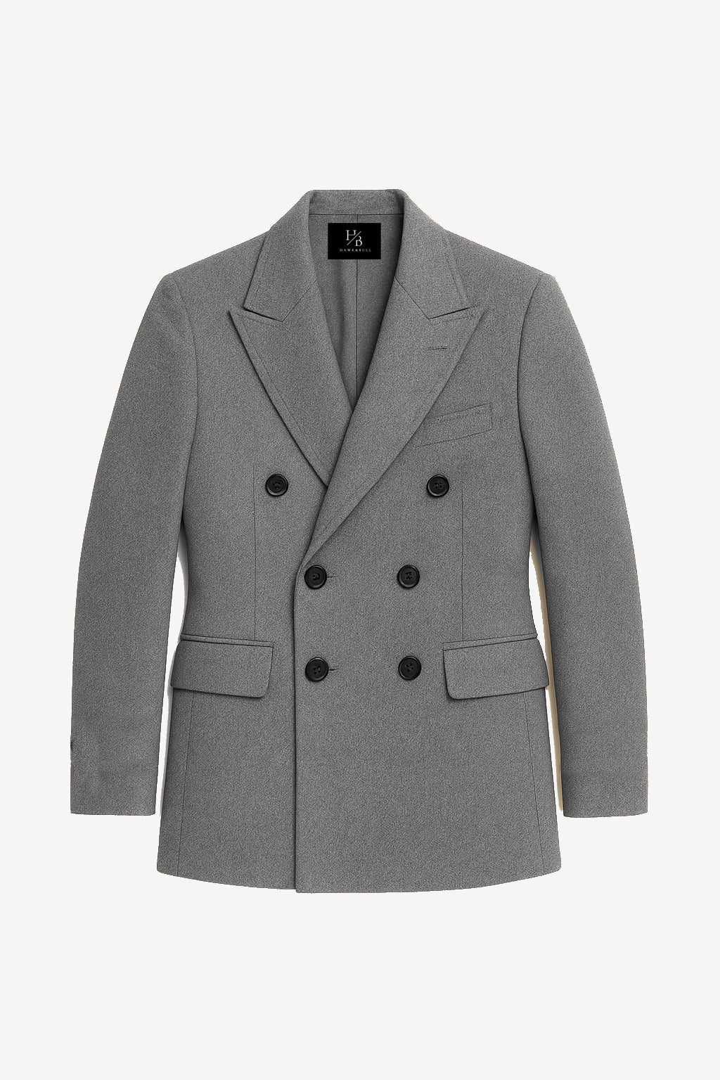 Ashford Mid Grey Double Breasted Wool Blazer