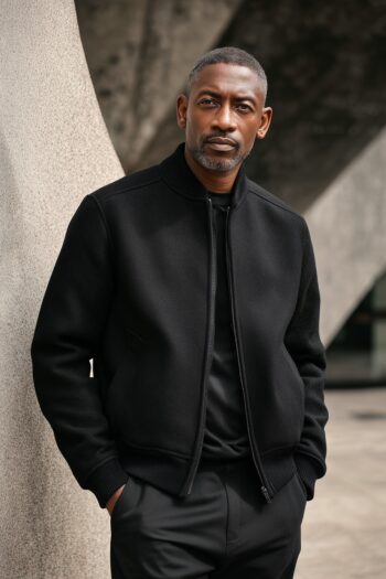 Trenton Black Wool Harrington Jacket