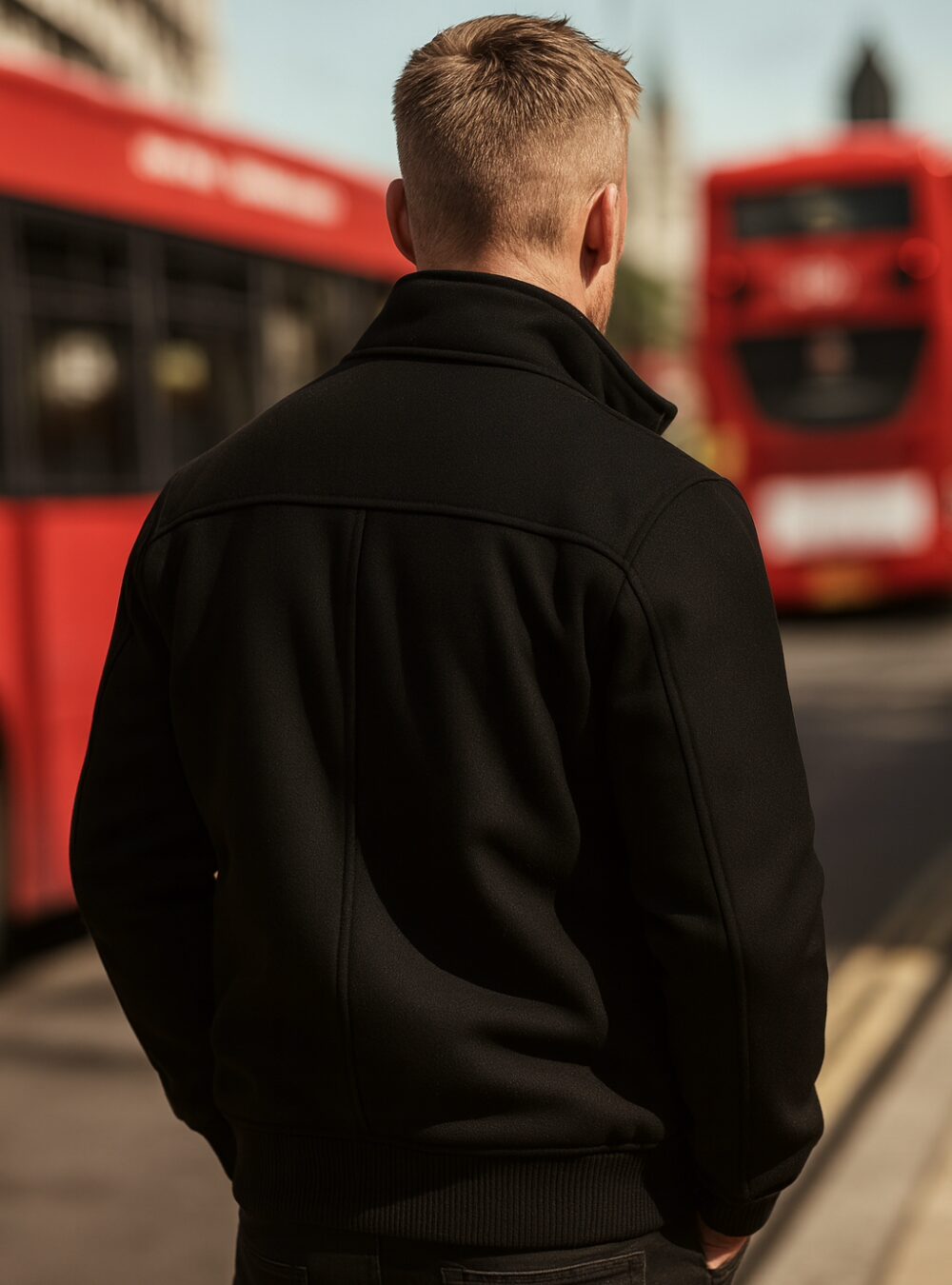 Briar Black Wool Harrington Jacket
