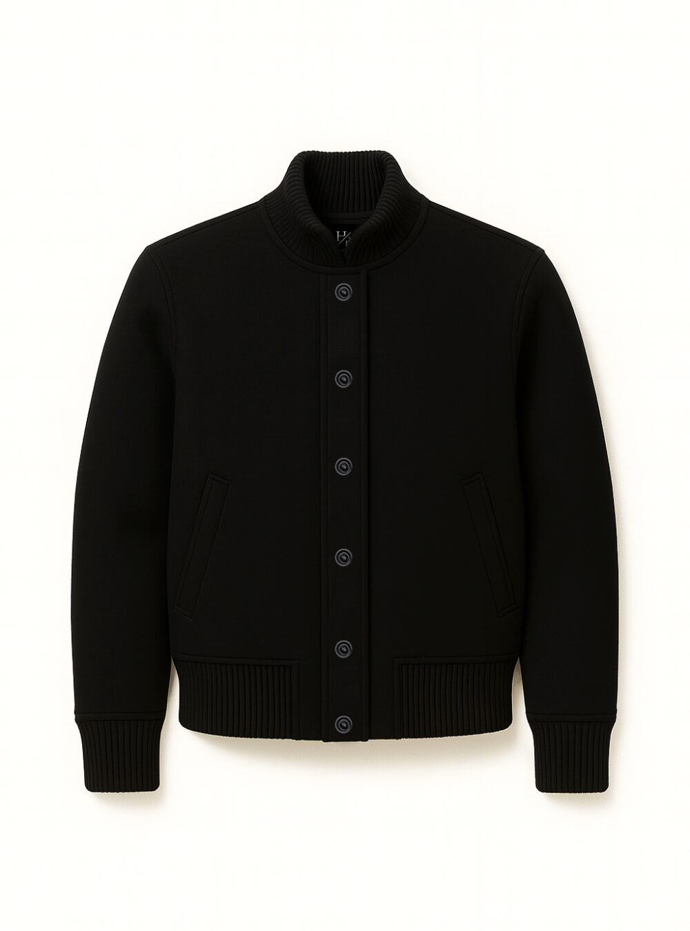 Keaton Black Wool Harrington Jacket