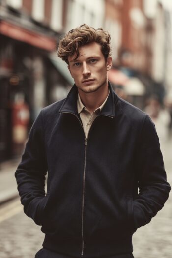 Marlow Navy Wool Harrington Jacket