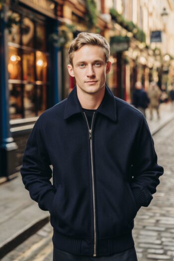 Alcott Navy Wool Harrington Jacket