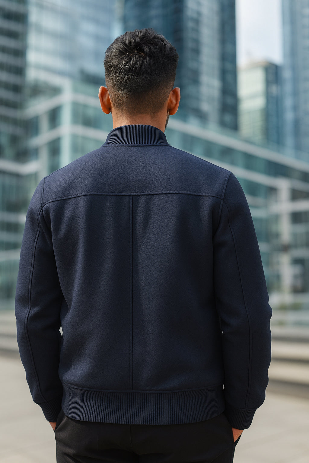 Kenton Navy Wool Harrington Jacket