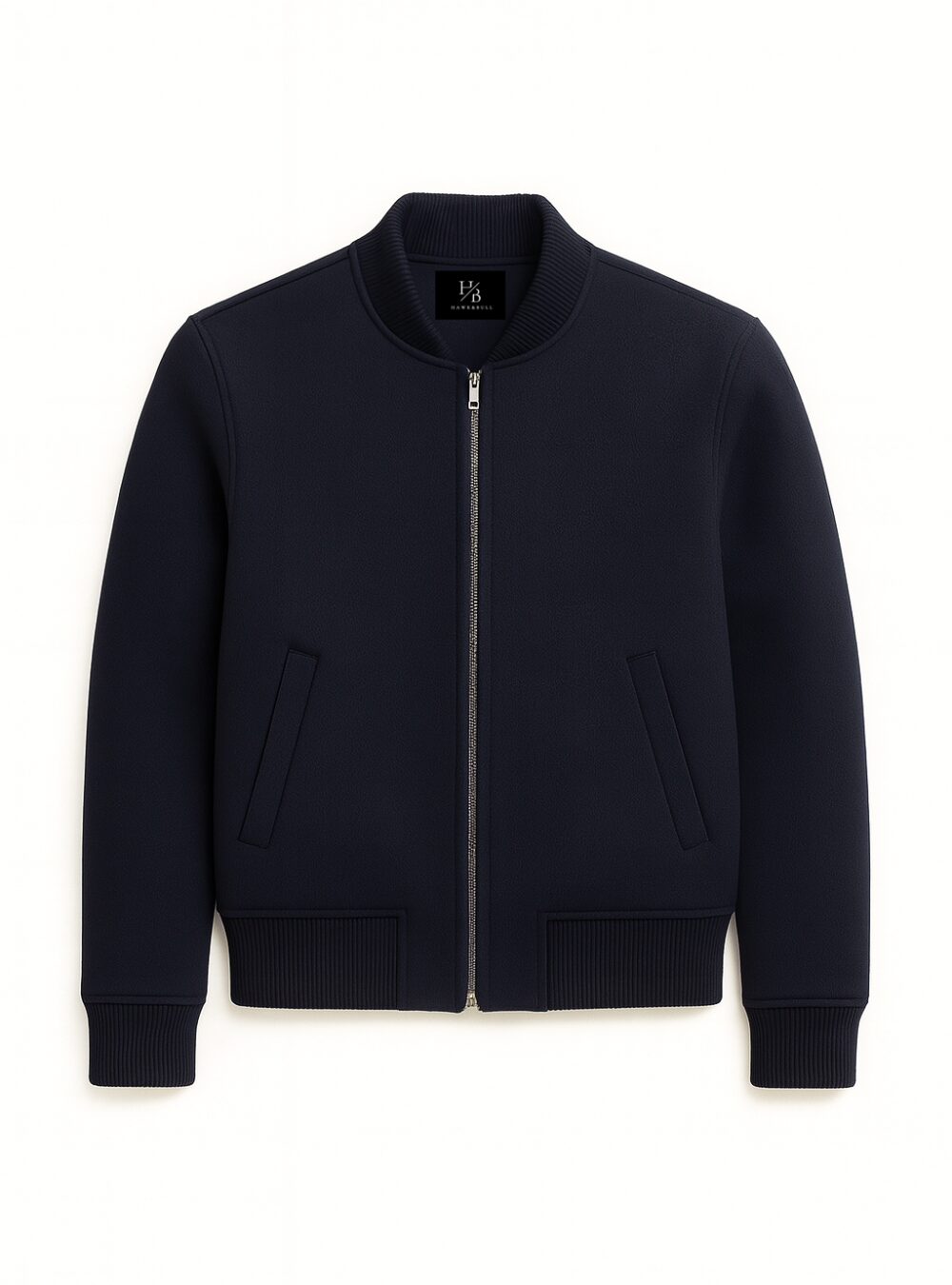 Kenton Navy Wool Harrington Jacket