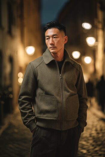 Winslow Olive Wool Harrington Jacket