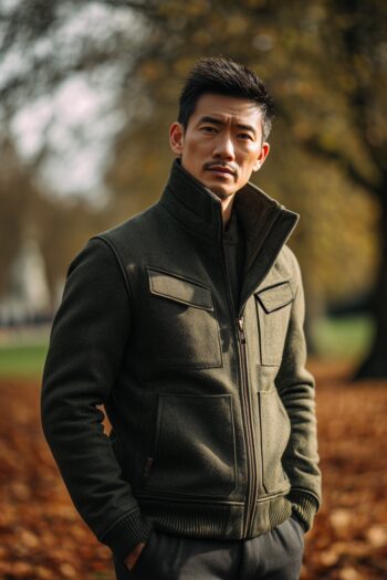 Marlowe Olive Wool Harrington Jacket