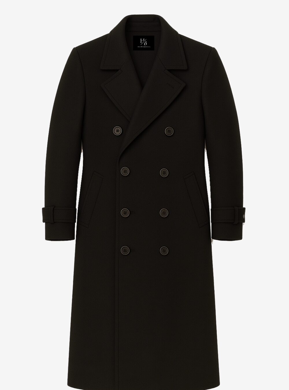 Harrington Black Wool Long Coat