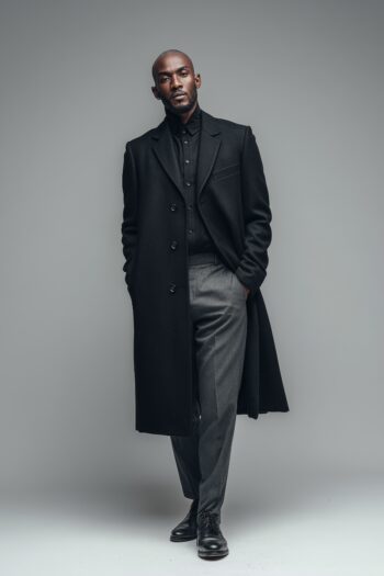 Langley Black Wool Long Coat