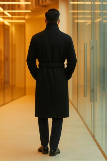 Alderidge Black Wool Long Coat