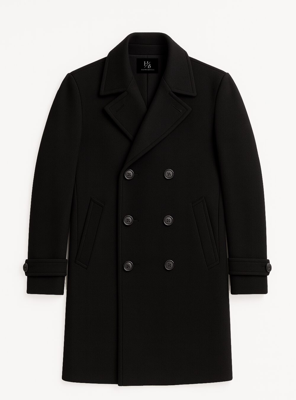 Stratton Black Wool Peacoat