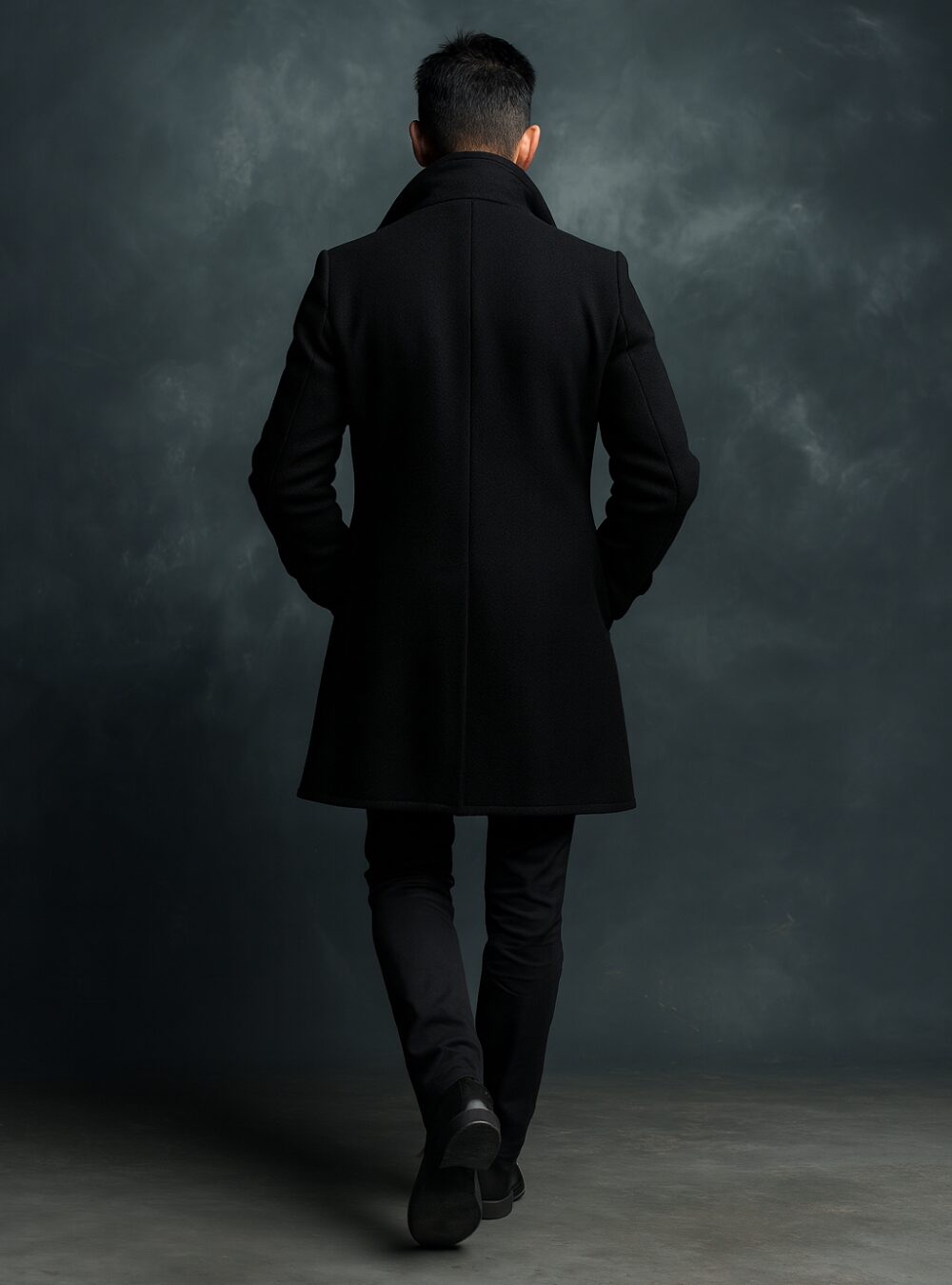 Rowan Black Wool Peacoat