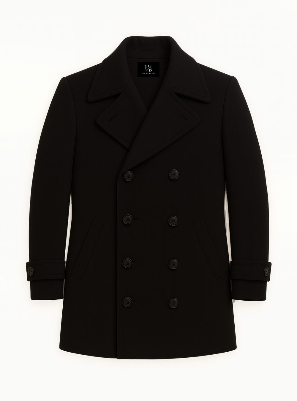 Rowan Black Wool Peacoat