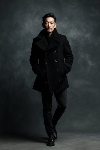 Rowan Black Wool Peacoat