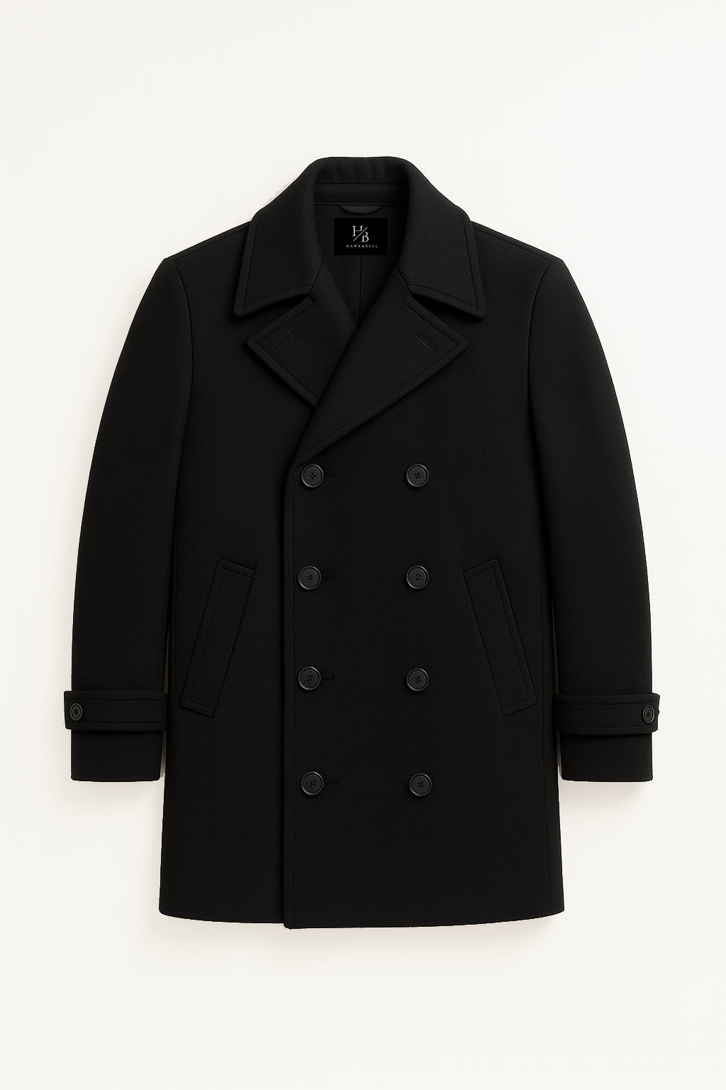 Dunmore Black Wool Peacoat