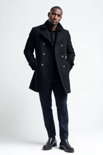 Thornton Black Wool Peacoat