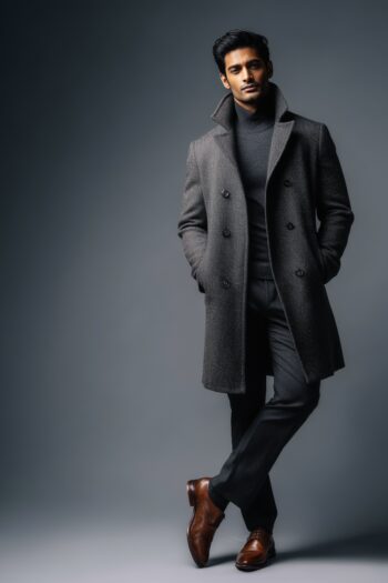 Elliston Slim Grey Wool Peacoat